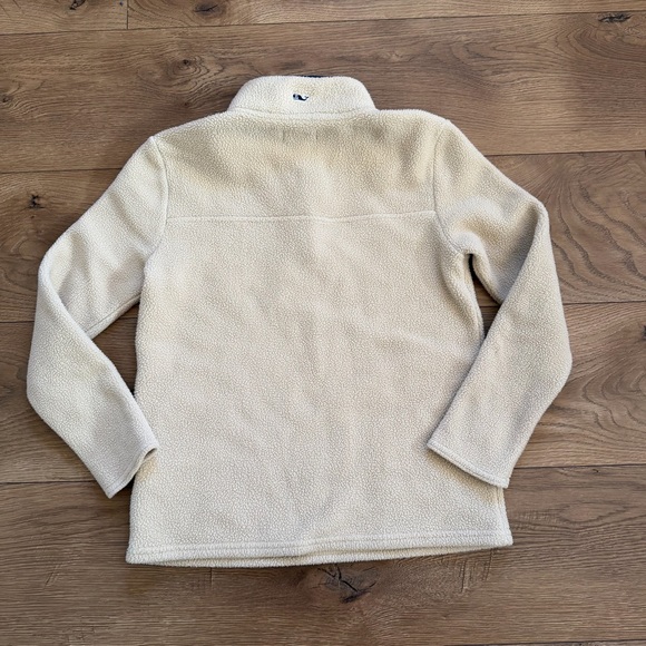 Vineyard Vines Girls Sherpa Fleece Pullover Size 10/12 Quarter Snap Whale Logo - Picture 5 of 10